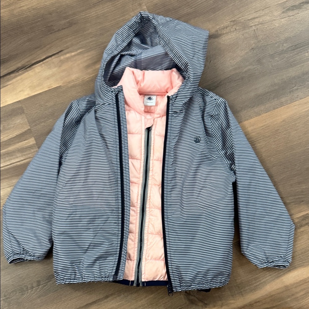 Petit Bateau Windbreaker with Removable Vest Size 4